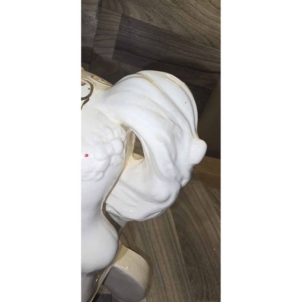 Christmas Rocking Horse Large Home Ceramic  Original Vintage fine Decor Holiday